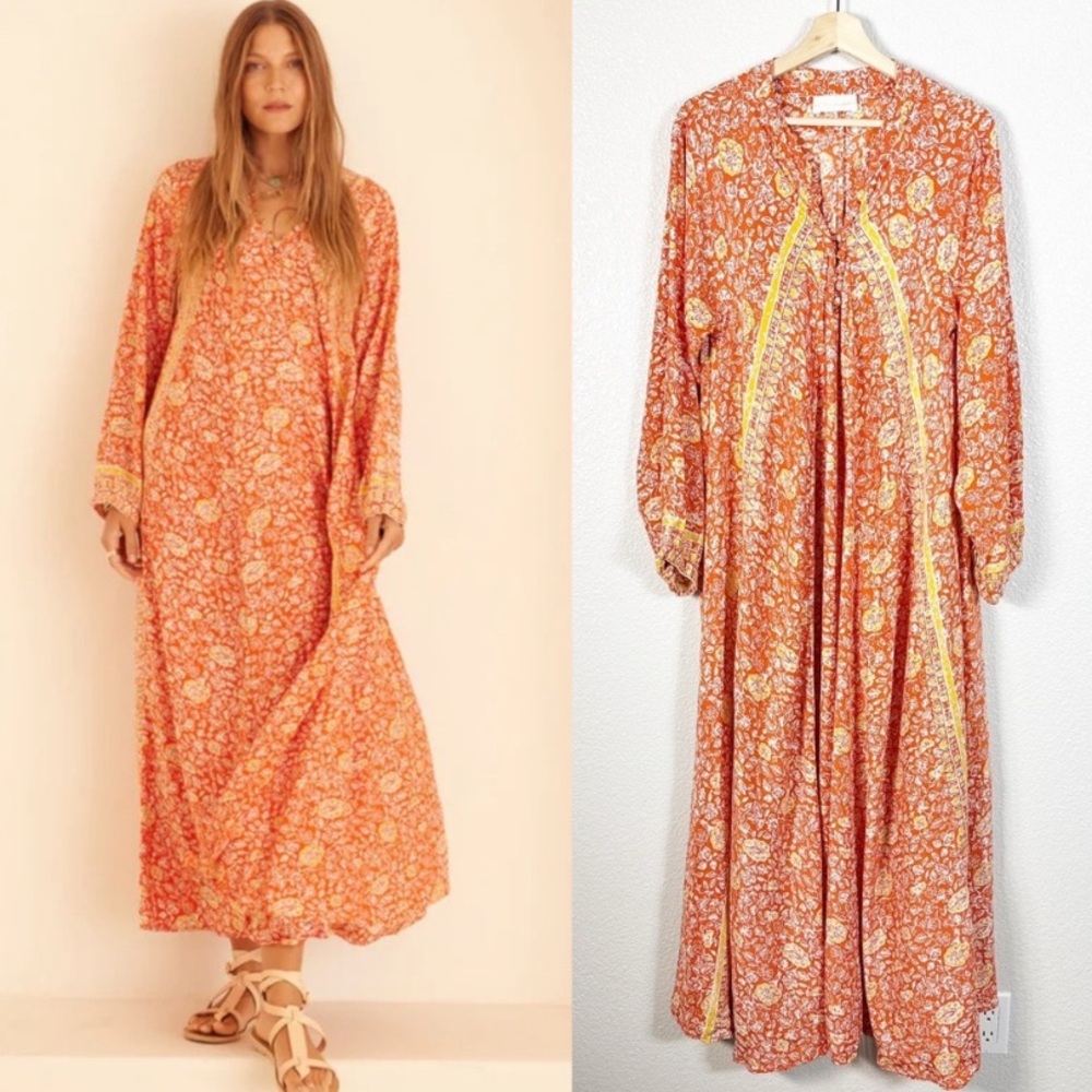 Natalie Martin Fiore Maxi Dress 100% Silk Tuscany Sun